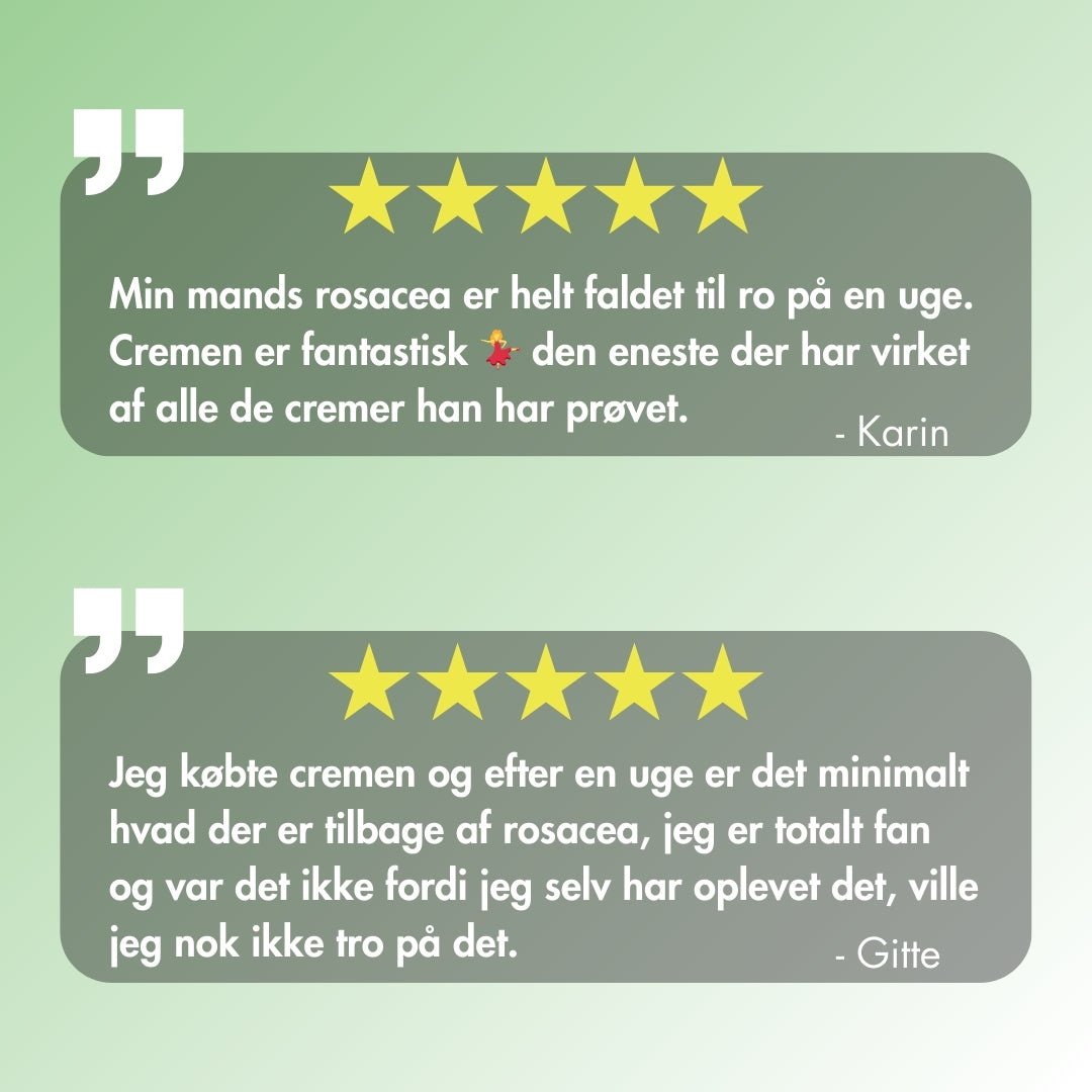 Kundeanmeldelser af ZZ-Cremen mod rosacea, akne, perioral dermatitis og generelt rødme fra NIMO SKIN